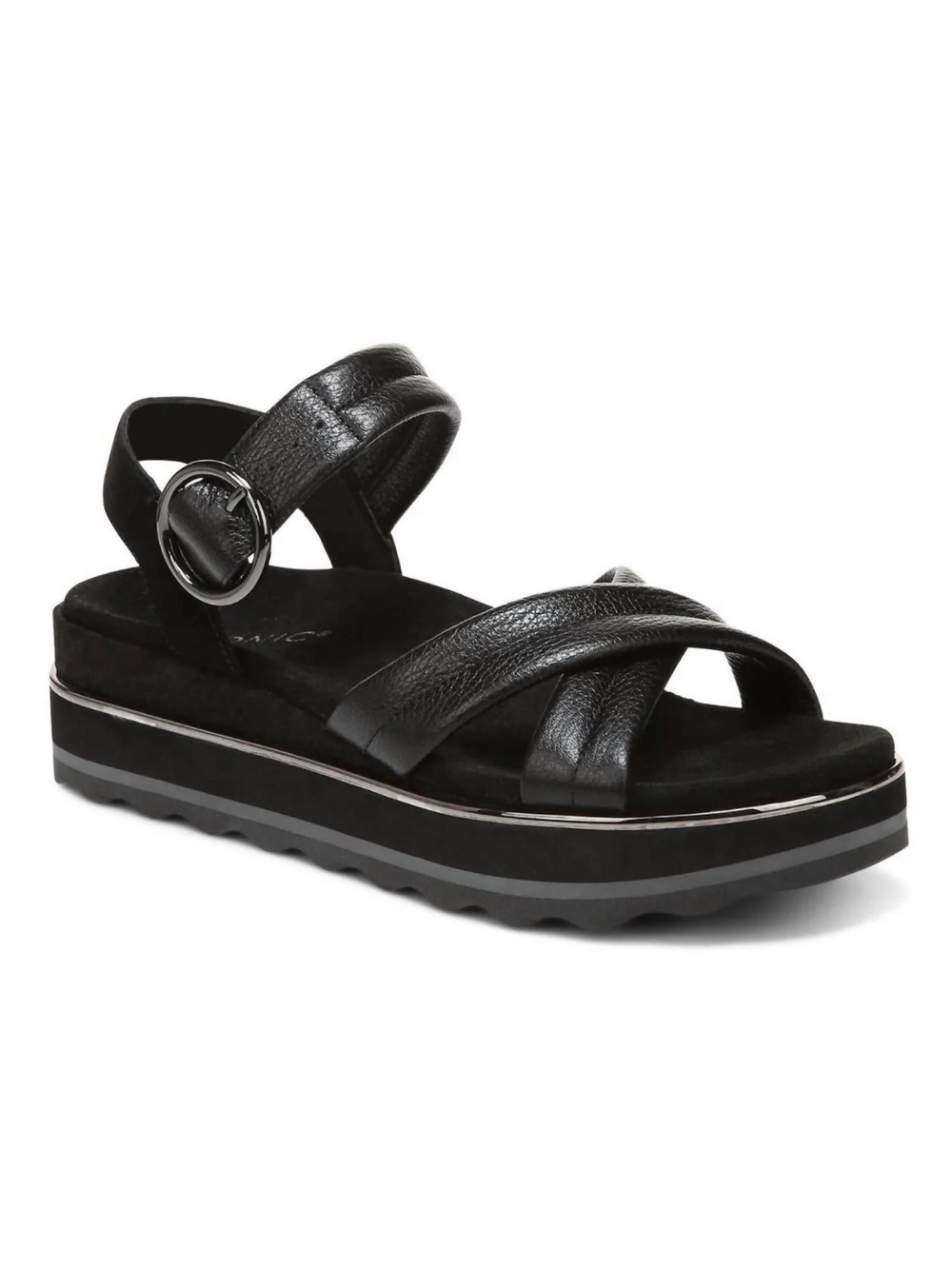 Vionic - Women's Reyna Black Cross-Strap Sandals